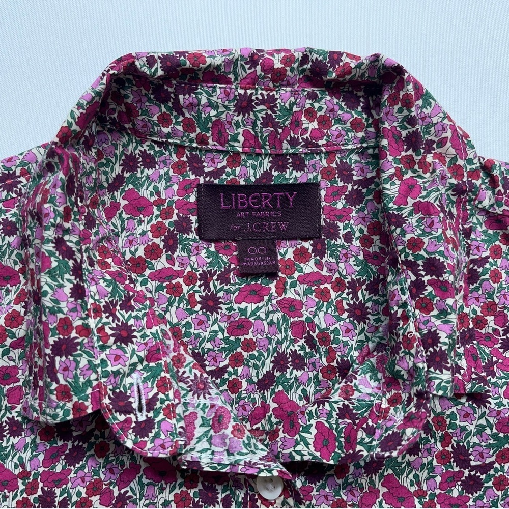 Liberty Art Fabrics for J. Crew Top Womens Size 00 Blouse Button Down Collared - Picture 4 of 13